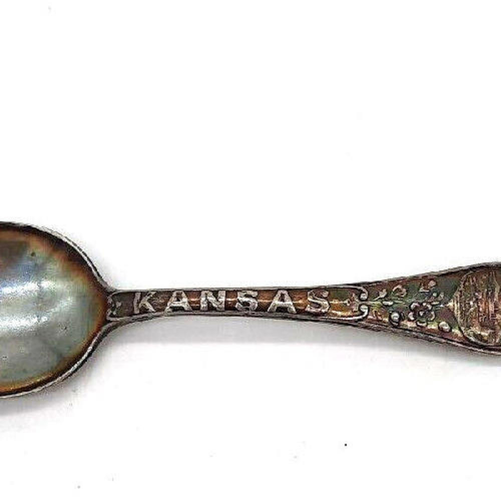 Oneida Community A1X Kansas Souvenir Silverplate Teaspoon Ad Astra Per Asper